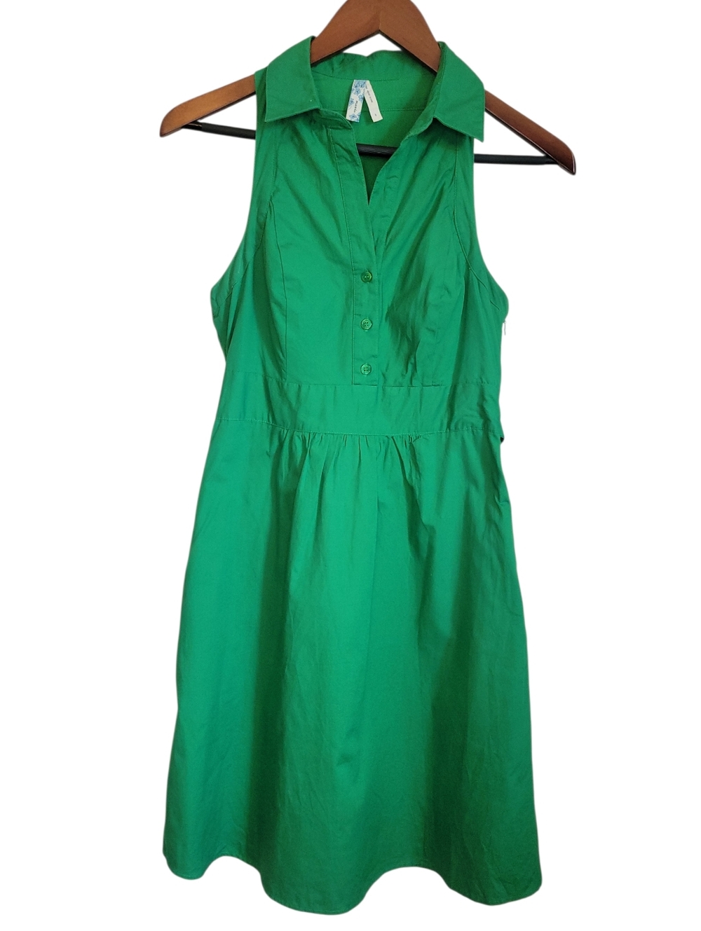 Anthropologie Maeve Green Cotton Shirt Dress Tie Waist Coastal Cottagecore Sz 4 - Picture 2 of 11